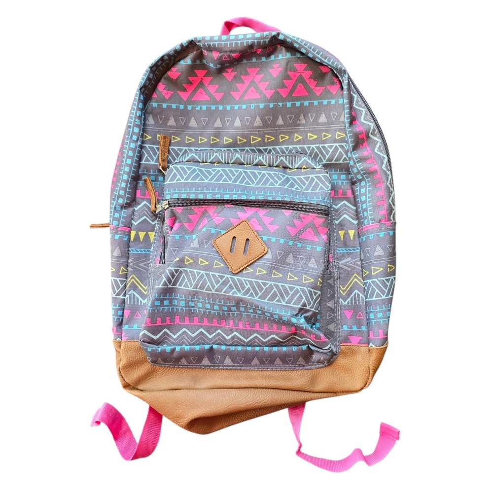 Girls Backpack  Multicolored Blue/Pink‎ Geometric Design